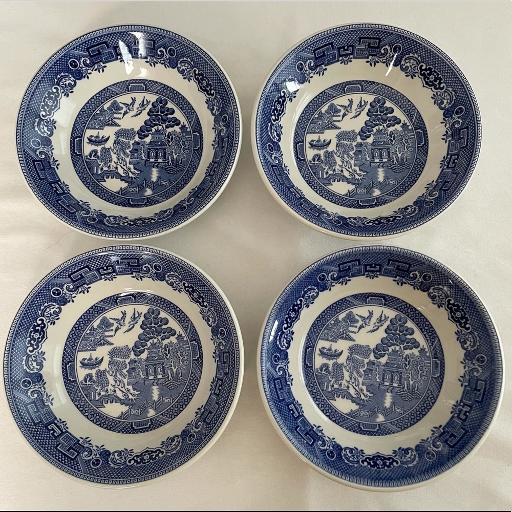 Vintage Blue Willow China Four 5” Dessert Bowls